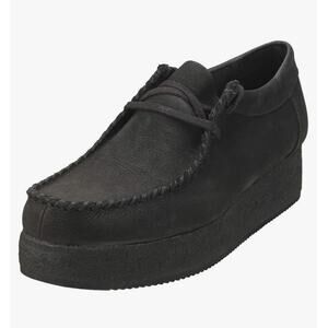 Clarks Originals Wallcraft Lo Womens Size 9.5 New Black Nubuck Platform Moccasin